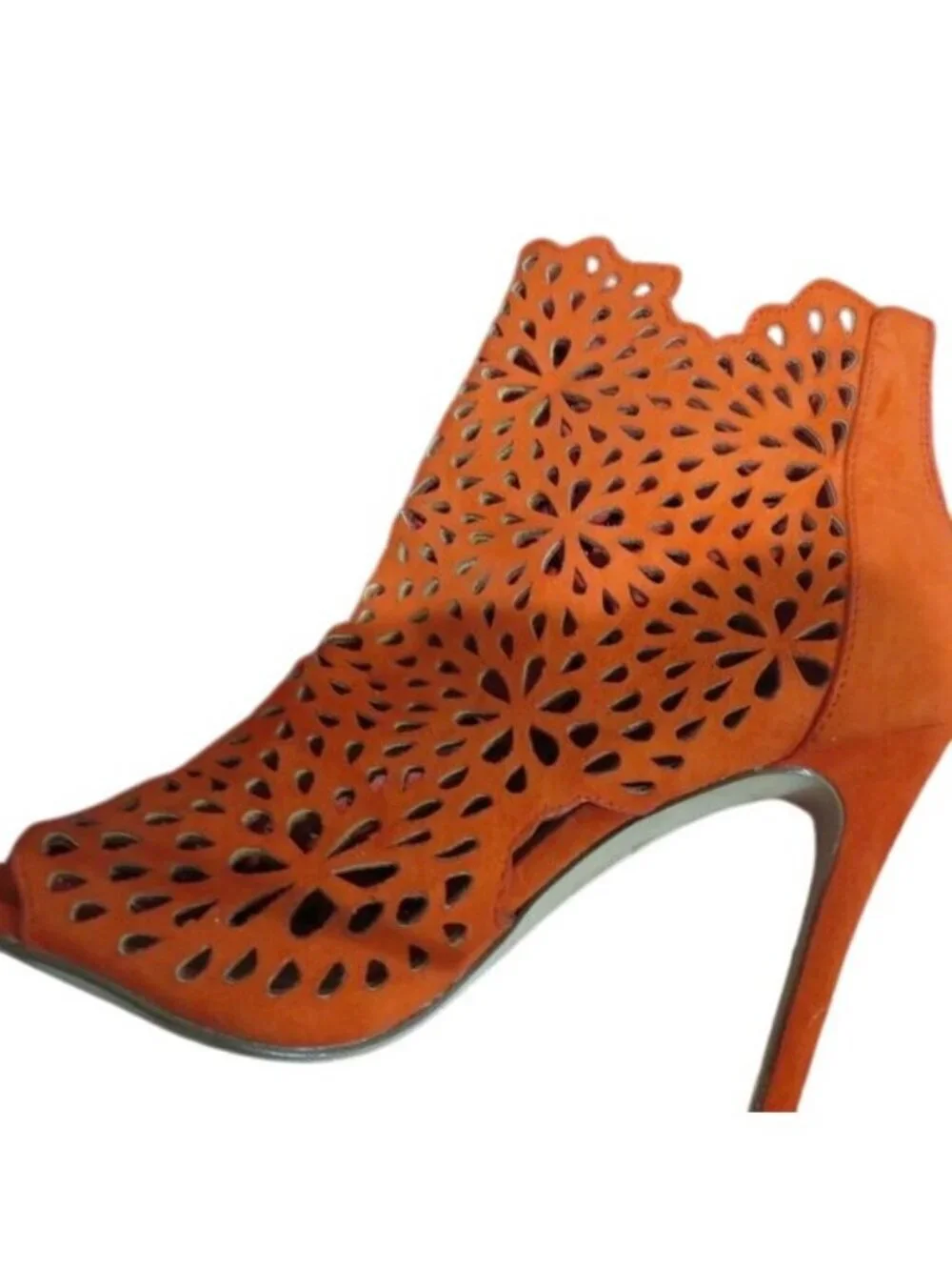Aldo Ralidien Red Vegan Leather perforated peep toe booties heeled ankle boots